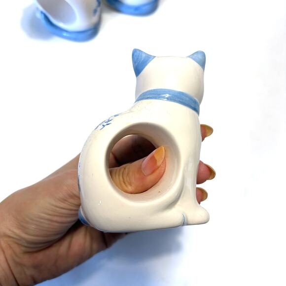 HIMARK NEW VTG Cat Ceramic Napkin Rings Set for 4 - Picture 9 of 12